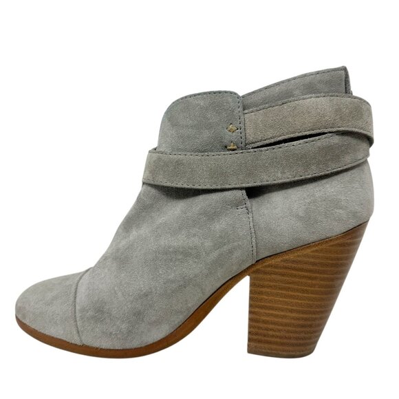 Rag and Bone Harrow Suede Booties gray ankle boots size 7.5 37.5 belted - Picture 4 of 12